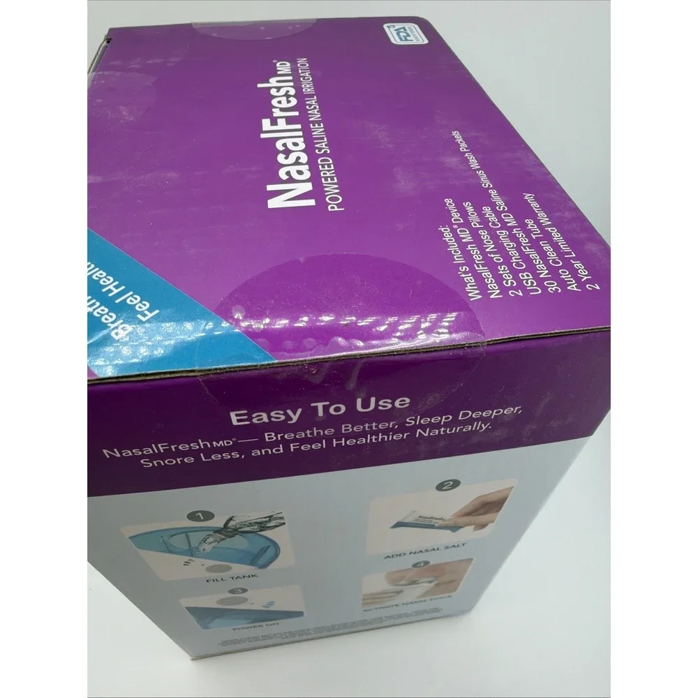 NasalFresh MD Powered Saline Nasal Irrigation Device w/ Saline Packets New